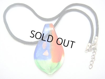 画像1: 【ＳＯＬＤ　ＯＵＴ　ありがとうございました！】（ギリシャ）ムラノ（ベネチアン）ガラス・ティアードロップネックレス（青・緑・赤）