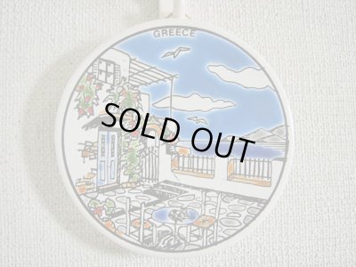 画像1: 【ＳＯＬＤ　ＯＵＴ　ありがとうございました！】（ギリシャ雑貨）タイルの壁飾り（コースター）テラスから見えるエーゲ海Ａ