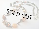 【ＳＯＬＤ　ＯＵＴ　ありがとうございました！】（ギリシャアクセサリー）エキゾチック変わりビーズ秋色ネックレス【ムラノガラス（ベネチアンガラス）・クリスタルビーズ】