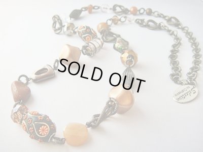 画像1: 【ＳＯＬＤ　ＯＵＴ　ありがとうございました！】（ギリシャアクセサリー）エキゾチック変わりビーズ秋色ネックレス【ムラノガラス（ベネチアンガラス）・クリスタルビーズ】