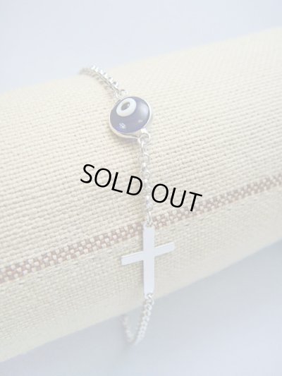 画像1: 【ＳＯＬＤ　ＯＵＴ　ありがとうございました！】【楽天ランキング受賞！】（ギリシャアクセサリー）イーブルアイ（ナザールボンジュウ）クロスシルバー９２５ブレスレット