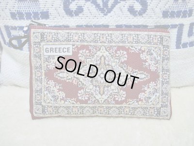 画像1: 【ＳＯＬＤ　ＯＵＴ　ありがとうございました！】（ギリシャ雑貨）布製ギリシャ刺繍イーブルアイ（ナザールボンジュウ）付き小物入れ（濃いえんじ）