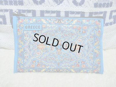 画像1: 【ＳＯＬＤ　ＯＵＴ　ありがとうございました！】（ギリシャ雑貨）布製ギリシャ刺繍イーブルアイ（ナザールボンジュウ）付き小物入れ（水色）