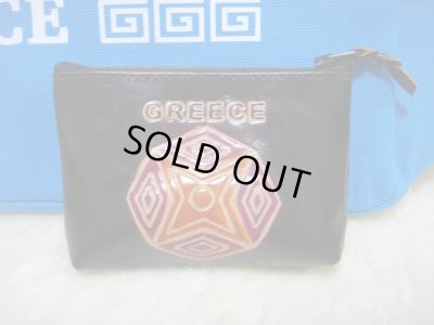 画像1: 【ＳＯＬＤ　ＯＵＴ　ありがとうございました！】（ギリシャ雑貨）幾何学模様レザー小物入れ（ダークブラウン）