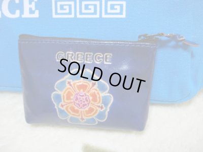 画像1: 【ＳＯＬＤ　ＯＵＴ　ありがとうございました！】（ギリシャ雑貨）フラワーレザー小物入れ（濃紺）