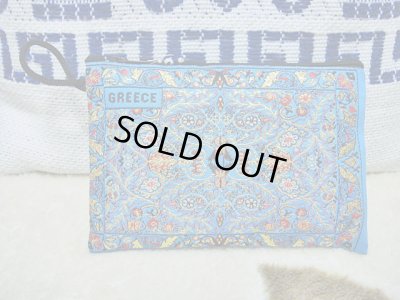 画像1: 【ＳＯＬＤ　ＯＵＴ　ありがとうございました！】（ギリシャ雑貨）布製ギリシャ刺繍イーブルアイ（ナザールボンジュウ）付き小物入れ（水色）