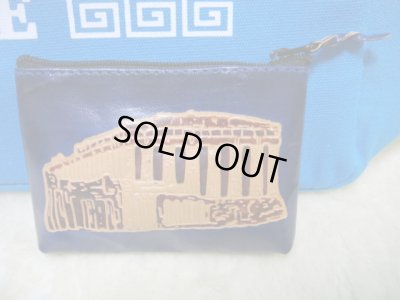 画像1: 【ＳＯＬＤ　ＯＵＴ　ありがとうございました！】【ギリシャ神話】（ギリシャ雑貨）パルテノン神殿レザー小物入れ（濃紺）