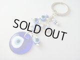 【ＳＯＬＤ　ＯＵＴ　ありがとうございました！】（ギリシャアクセサリー）イーブルアイ（ナザールボンジュウ）ギリシャ国旗カラーのキーチェーン（キーホルダー）≪６周年記念価格≫