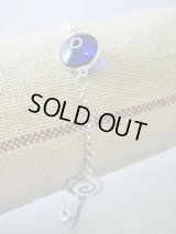 【ＳＯＬＤ　ＯＵＴ　ありがとうございました！】【お客様の声あり♪】（ギリシャアクセサリー）イーブルアイ（ナザールボンジュウ）・渦巻き模様シルバー９２５ブレスレット（紺色）