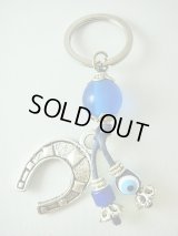 【ＳＯＬＤ　ＯＵＴ　ありがとうございました！】（ギリシャアクセサリー）イーブルアイ（ナザールボンジュウ）と馬蹄のキーチェーン（キーホルダー）