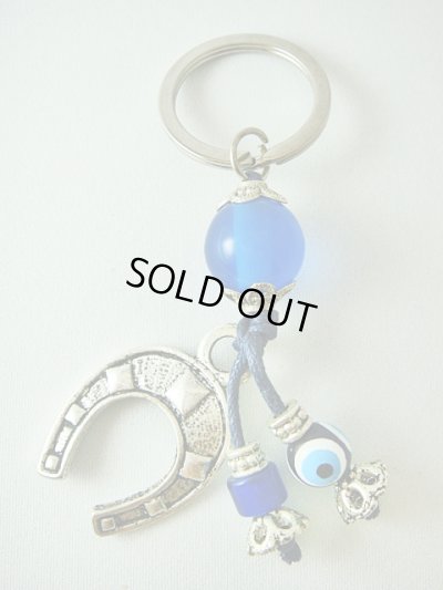 画像1: 【ＳＯＬＤ　ＯＵＴ　ありがとうございました！】（ギリシャアクセサリー）イーブルアイ（ナザールボンジュウ）と馬蹄のキーチェーン（キーホルダー）