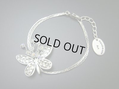 画像1: 【ＳＯＬＤ　ＯＵＴ　ありがとうございました！】（ギリシャアクセサリー）スワロフスキークリスタル・バタフライブレスレット（シルバー）