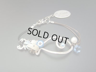 画像1: 【ＳＯＬＤ　ＯＵＴ　ありがとうございました！】（ギリシャアクセサリー）スワロフスキー・お魚ブレスレット（ブルー）