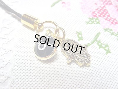 画像1: 【ＳＯＬＤ　ＯＵＴ　ありがとうございました！】【定価3000円】（イスラエル・トルコ）ハムサ・イーブルアイ携帯ストラップ（黒・ゴールド）