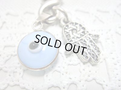 画像1: 【ＳＯＬＤ　ＯＵＴ　ありがとうございました！】（イスラエル・トルコ）ハムサ・イーブルアイ携帯ストラップ（水色・シルバー）