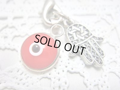 画像1: 【ＳＯＬＤ　ＯＵＴ　ありがとうございました！】（イスラエル・トルコ）ハムサ・イーブルアイ携帯ストラップ（赤・シルバー）