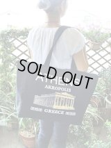 【ＳＯＬＤ　ＯＵＴ　ありがとうございました！】【お客様の声あり♪】【ゆうパック】【ギリシャ神話】（ギリシャ雑貨）トートバッグ・スポーツシューズやＡ４ファイルも入る！メアンドロス模様・パルテノン神殿マルチバッグ（黒）【たっぷり収納♪】