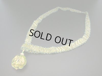 画像1: 【ＳＯＬＤ　ＯＵＴ　ありがとうございました！】（ギリシャ）ベネチアンガラスとビーズのチョーカータイプネックレス（グリーン系）