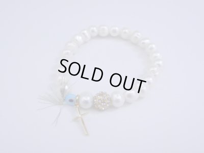 画像1: 【ＳＯＬＤ　ＯＵＴ　ありがとうございました！】【お客様の声あり♪】（ギリシャアクセサリー）淡水パール・イーブルアイ（ナザールボンジュウ）・クロスブレスレット