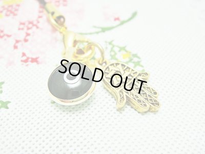 画像1: 【ＳＯＬＤ　ＯＵＴ　ありがとうございました！】【定価3000円】（イスラエル・トルコ）ハムサ・イーブルアイ携帯ストラップ（黒・ゴールド）