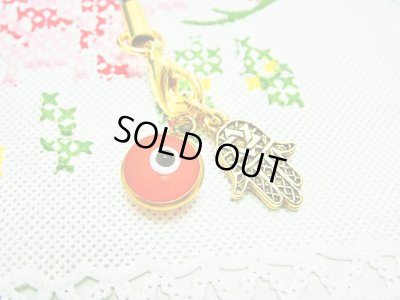 画像1: 【ＳＯＬＤ　ＯＵＴ　ありがとうございました！】【定価3000円】（イスラエル・トルコ）ハムサ・イーブルアイ携帯ストラップ（オレンジ・ゴールド）