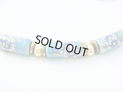 画像1: 【ＳＯＬＤ　ＯＵＴ　ありがとうございました！】【定価１５００円】（ギリシャアクセサリー）ミコノスビーズ・フローラルネックレス（青緑）