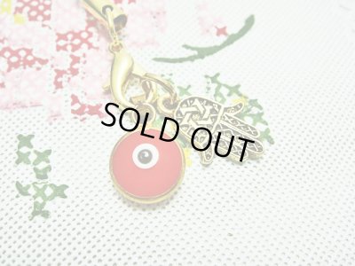 画像1: 【ＳＯＬＤ　ＯＵＴ　ありがとうございました！】【定価3000円】（イスラエル・トルコ）ハムサ・イーブルアイ携帯ストラップ（赤・ゴールド）