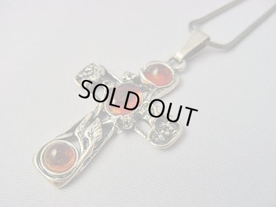 画像1: 【ＳＯＬＤ　ＯＵＴ　ありがとうございました！】（ギリシャ）ビザンチン風・琥珀のクロスペンダントトップ