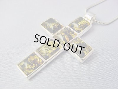 画像1: 【ＳＯＬＤ　ＯＵＴ　ありがとうございました！】（ギリシャ）ビザンチン風・琥珀のクロスペンダントトップ