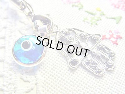 画像1: 【ＳＯＬＤ　ＯＵＴ　ありがとうございました！】ハムサ・イーブルアイ携帯ストラップ（水色）