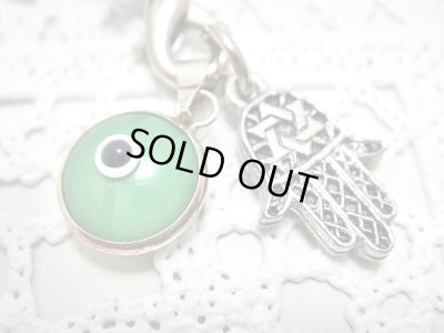 画像1: 【ＳＯＬＤ　ＯＵＴ　ありがとうございました！】（イスラエル・トルコ）ハムサ・イーブルアイ携帯ストラップ（緑・シルバー）