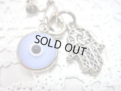 画像1: 【ＳＯＬＤ　ＯＵＴ　ありがとうございました！】（イスラエル・トルコ）ハムサ・イーブルアイ携帯ストラップ（青紫・シルバー）