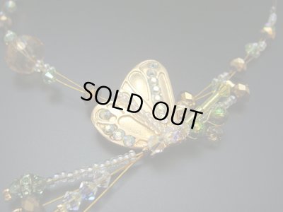 画像1: 【ＳＯＬＤ　ＯＵＴ　ありがとうございました！】（ギリシャアクセサリー）スワロフスキー・バタフライネックレス（ゴールド）