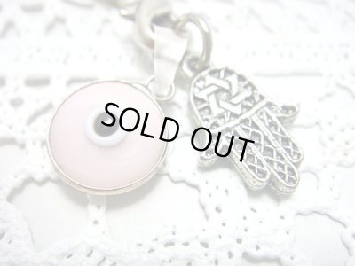 画像1: 【ＳＯＬＤ　ＯＵＴ　ありがとうございました！】（イスラエル・トルコ）ハムサ・イーブルアイ携帯ストラップ（薄ピンク・シルバー）