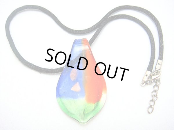 画像1: 【ＳＯＬＤ　ＯＵＴ　ありがとうございました！】（ギリシャ）ムラノ（ベネチアン）ガラス・ティアードロップネックレス（青・緑・赤）