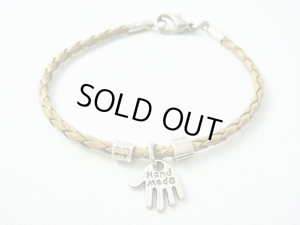 画像1: 【ＳＯＬＤ　ＯＵＴ　ありがとうございました！】【定価2400円】（イスラエル）ハムサレザーブレスレット（ベージュ・シルバー）