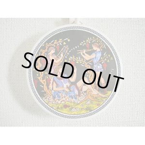 画像: 【ＳＯＬＤ　ＯＵＴ　ありがとうございました！】（ギリシャ雑貨）タイルの壁飾り（コースター）ぶどうと酒の神ディオニソス（バッカス）