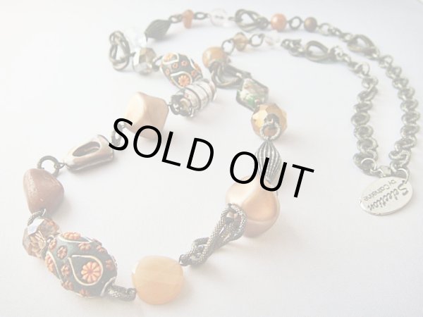 画像1: 【ＳＯＬＤ　ＯＵＴ　ありがとうございました！】（ギリシャアクセサリー）エキゾチック変わりビーズ秋色ネックレス【ムラノガラス（ベネチアンガラス）・クリスタルビーズ】