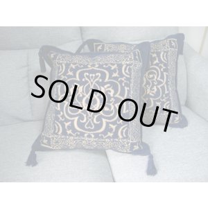 画像: 【ＳＯＬＤ　ＯＵＴ　ありがとうございました！】【ゆうパック】（ギリシャ雑貨）幾何学模様のクッションカバー（濃紺）【ギリシャ刺繍】