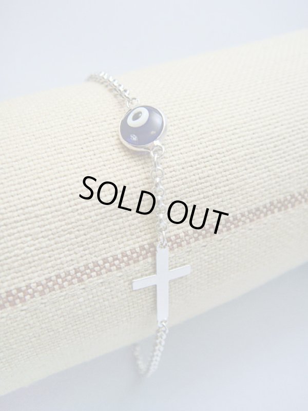 画像1: 【ＳＯＬＤ　ＯＵＴ　ありがとうございました！】【楽天ランキング受賞！】（ギリシャアクセサリー）イーブルアイ（ナザールボンジュウ）クロスシルバー９２５ブレスレット