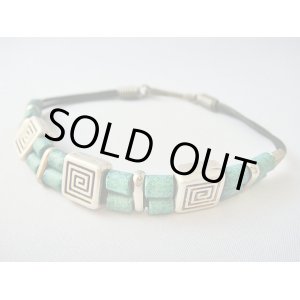 画像: 【ＳＯＬＤ　ＯＵＴ　ありがとうございました！】（ギリシャアクセサリー）メアンドロス模様メタル＆グリーンビーズブレスレット