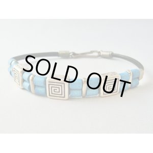 画像: 【ＳＯＬＤ　ＯＵＴ　ありがとうございました！】（ギリシャアクセサリー）メアンドロス模様メタル＆ターコイズブルービーズブレスレット