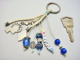 画像: 【ＳＯＬＤ　ＯＵＴ　ありがとうございました！】（ギリシャアクセサリー）イーブルアイ（ナザールボンジュウ）・渦巻き模様・ミコノス風車・ギリシャ国旗キーチェーン（キーホルダー）