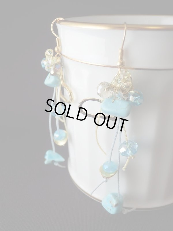 画像1: 【ＳＯＬＤ　ＯＵＴ　ありがとうございました！】【お客様の声あり♪】（ギリシャアクセサリー）揺れるスワロフスキークリスタル・ターコイズ色ピアス