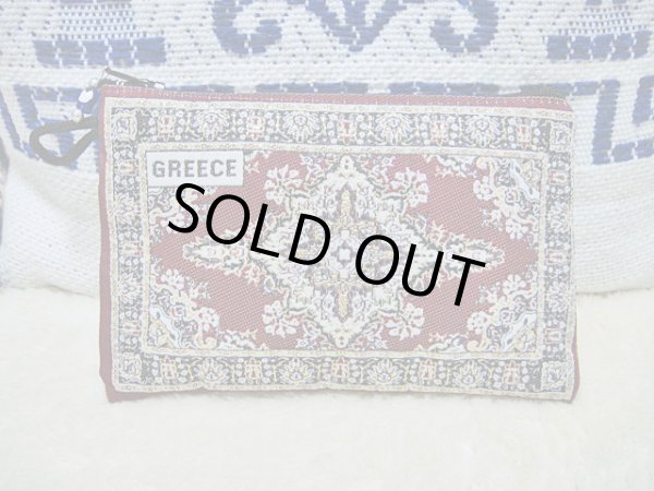 画像1: 【ＳＯＬＤ　ＯＵＴ　ありがとうございました！】（ギリシャ雑貨）布製ギリシャ刺繍イーブルアイ（ナザールボンジュウ）付き小物入れ（濃いえんじ）