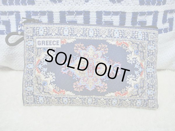 画像1: 【ＳＯＬＤ　ＯＵＴ　ありがとうございました！】（ギリシャ雑貨）布製ギリシャ刺繍イーブルアイ（ナザールボンジュウ）付き小物入れ（紺）