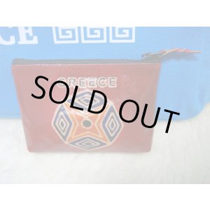 画像: 【ＳＯＬＤ　ＯＵＴ　ありがとうございました！】（ギリシャ雑貨）幾何学模様レザー小物入れ（赤）