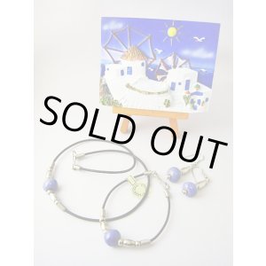 画像: 【ＳＯＬＤ　ＯＵＴ　ありがとうございました！】【５周年半額セール！】（ギリシャアクセサリー）「エーゲ海の宝石」ミコノス島ビーズネックレス３点セット（青紫）【定価２３００円】