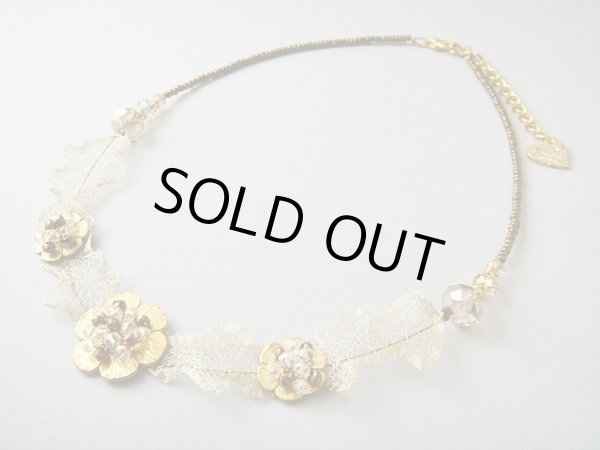 画像1: 【ＳＯＬＤ　ＯＵＴ　ありがとうございました！】（ギリシャアクセサリー）リーフとお花のスワロフスキークリスタルネックレス