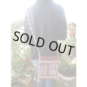 画像: 【ＳＯＬＤ　ＯＵＴ　ありがとうございました！】【ギリシャ神話】（ギリシャ雑貨）メアンドロス模様・パルテノン神殿・ポシェット（小・あずき色）